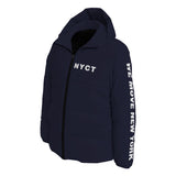 Hooded NYCT Puffer coat (white text)