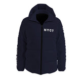 Hooded NYCT Puffer coat (white text)