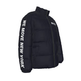 No Hood NYCT Puffer Coat (white text)